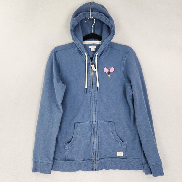 LL Bean Jacket Womens Medium Blue Full Zip Pickleball Hoodie Organic Cotton - Picture 1 of 12